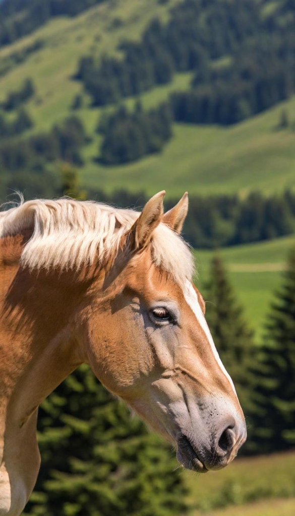 haflinger im alpenpanorama