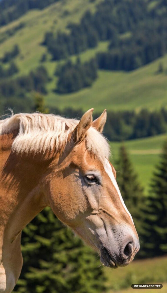 haflinger im alpenpanorama